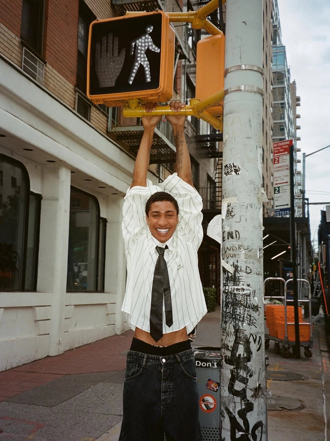 Crosswalk sign, downtown New York